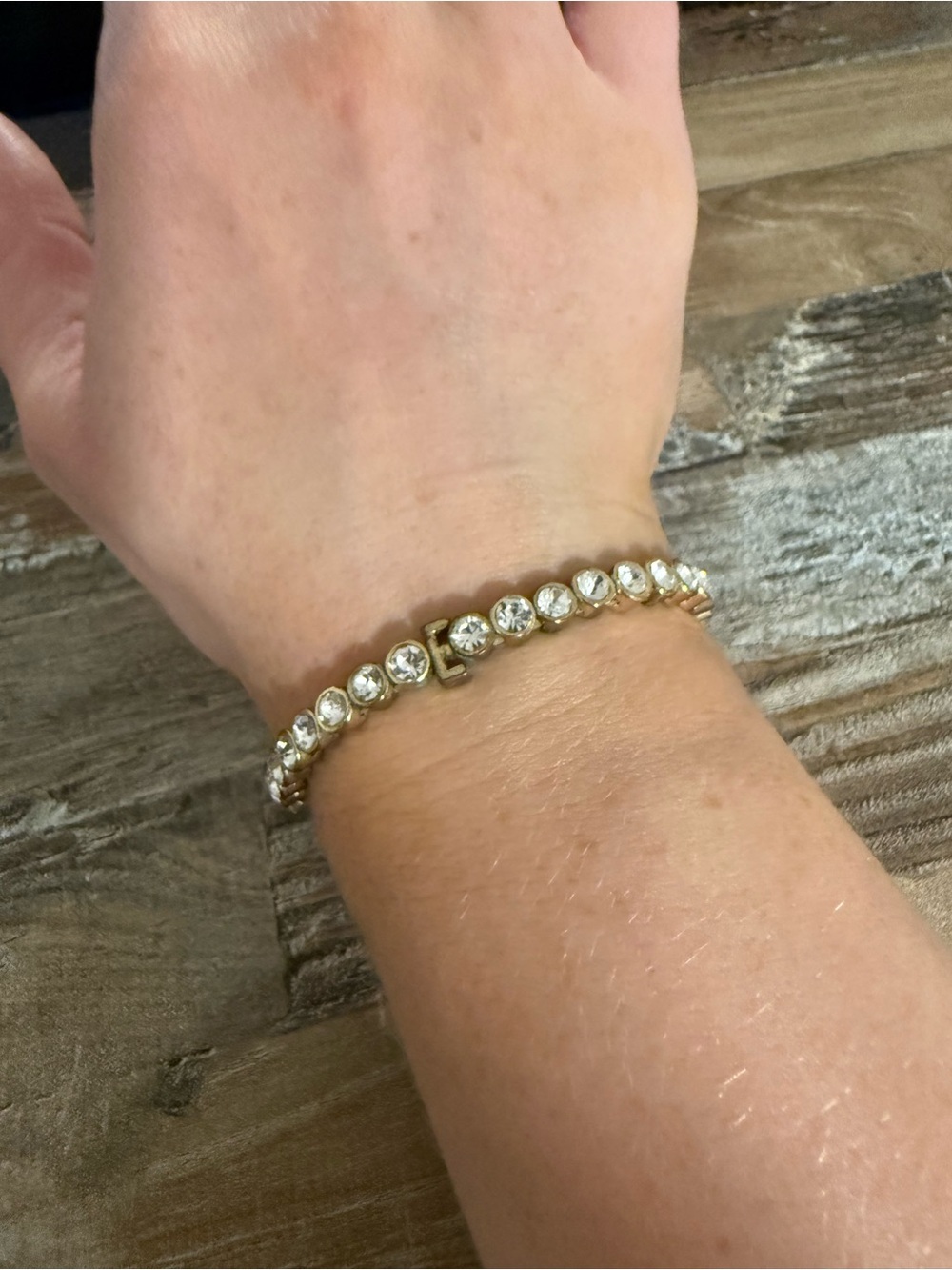 BaubleBar “E” Initial Tennis Bracelet